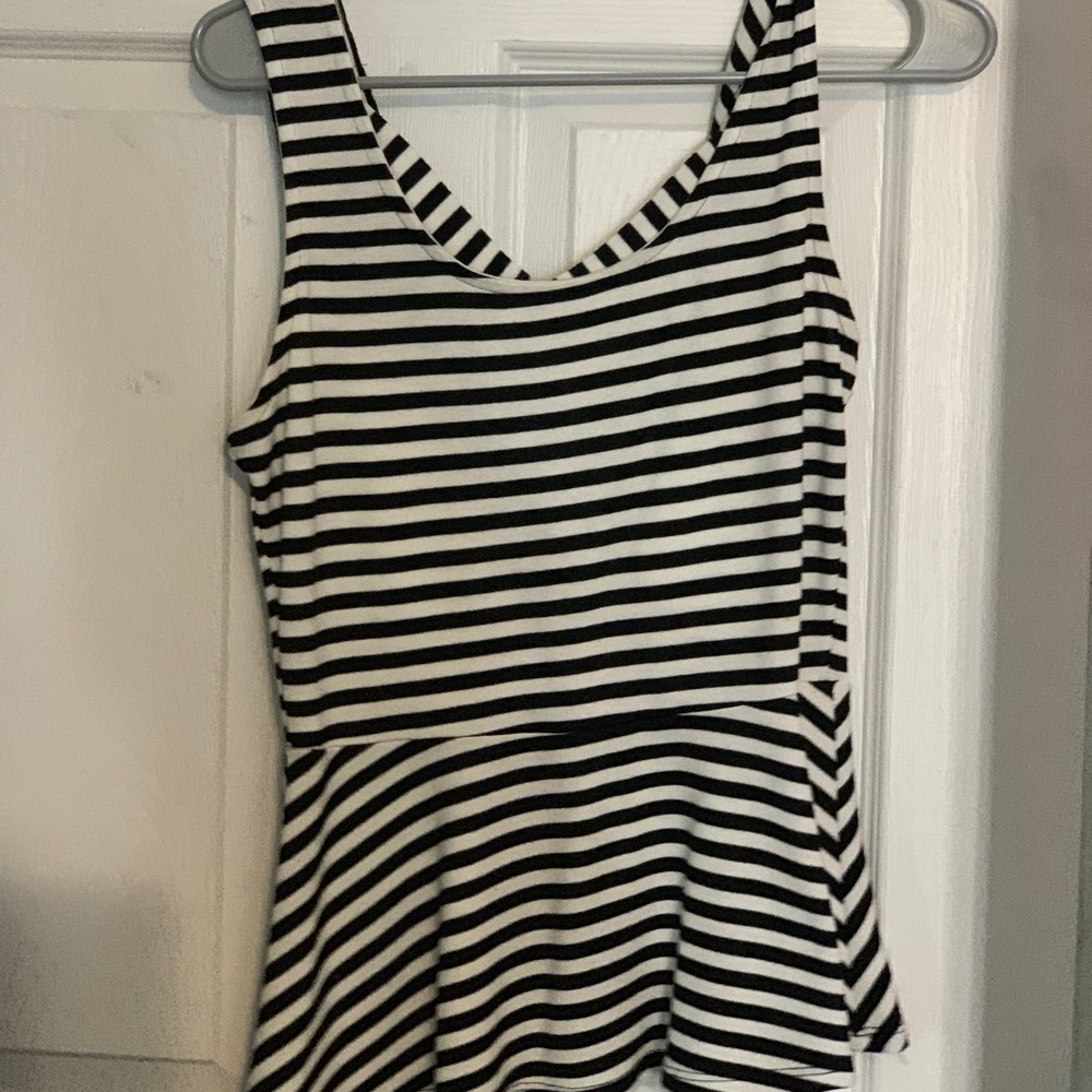 Black and white Peplum Shirt - small